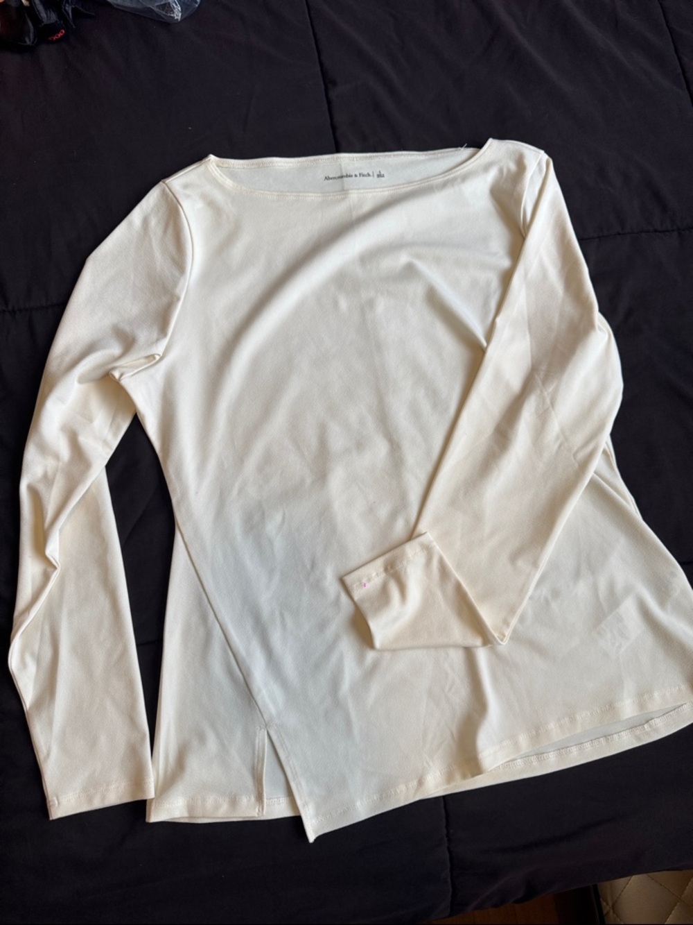 Abercrombie & Fitch Off-White Boatneck Long Sleeve Top